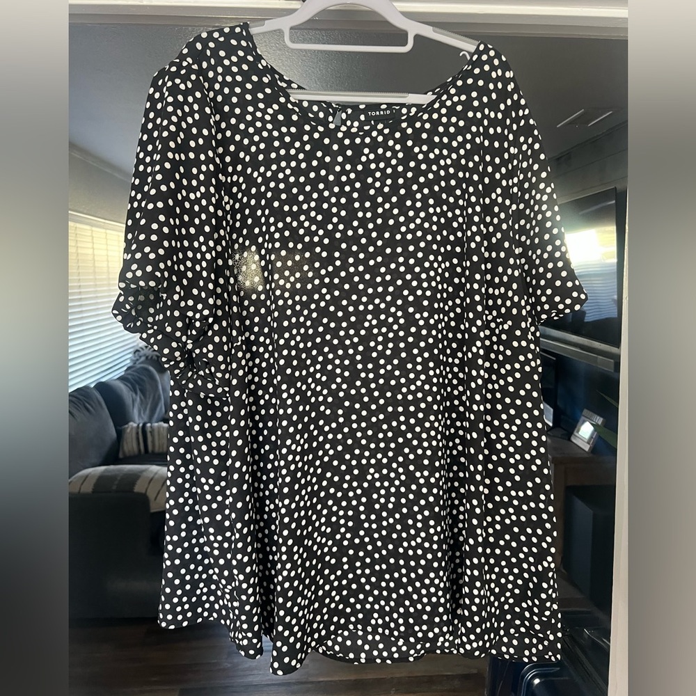 Torrid Black and White Polka Dot Blouse